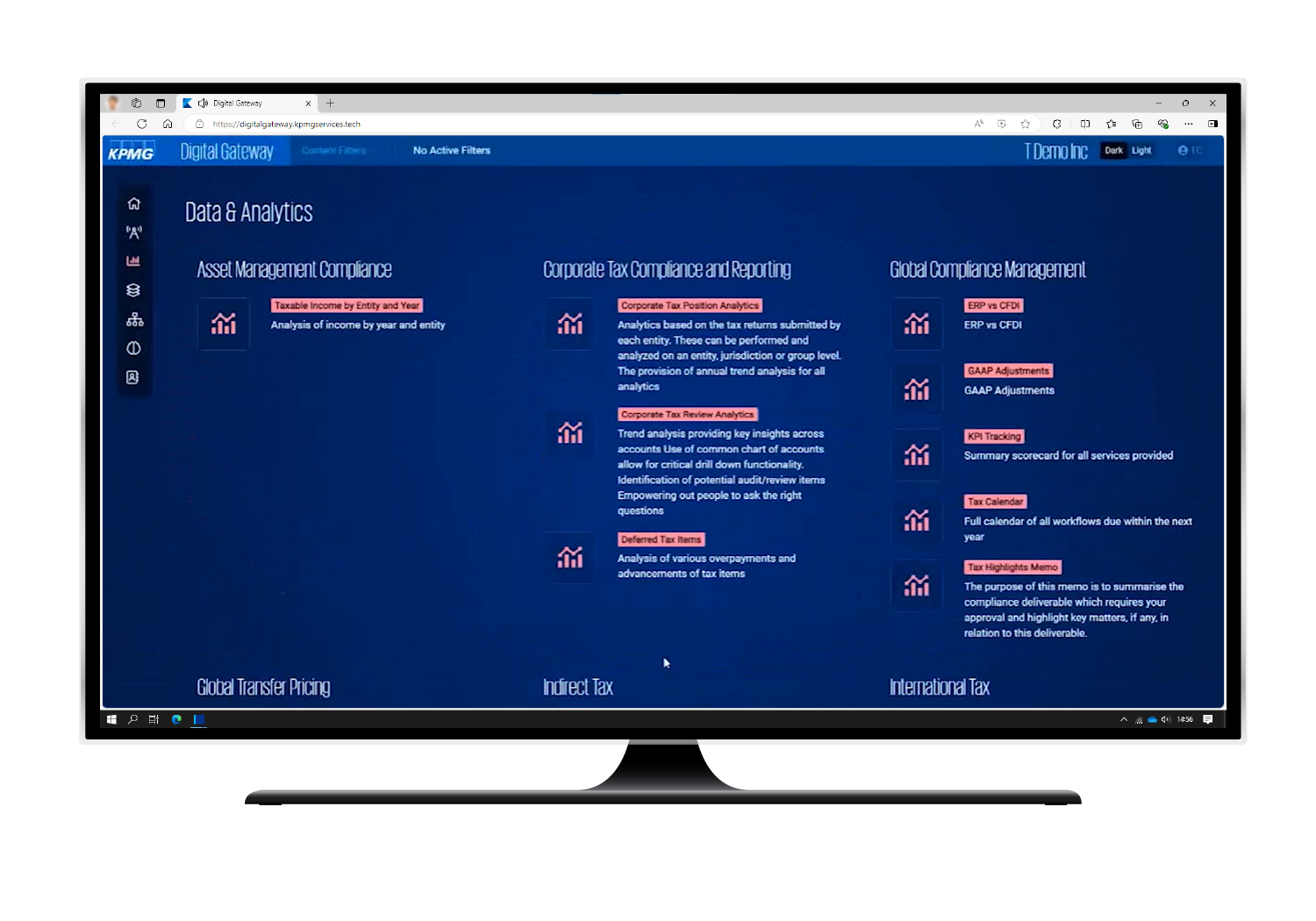 ekran komputera z platformą KPMG Digital Gateway