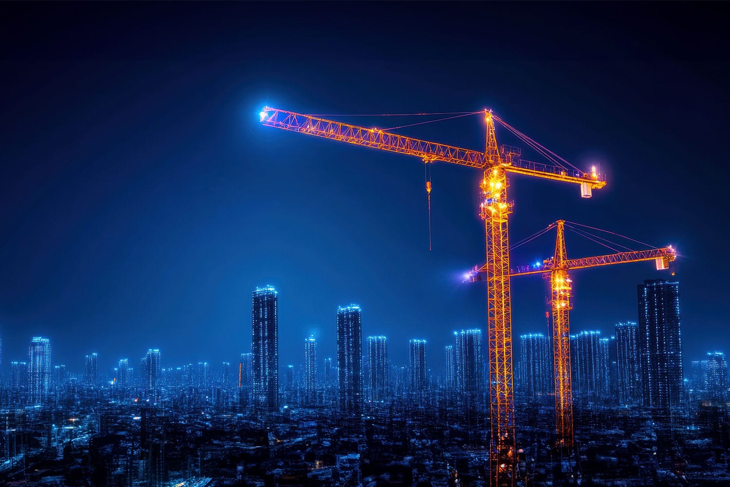 construction site at night