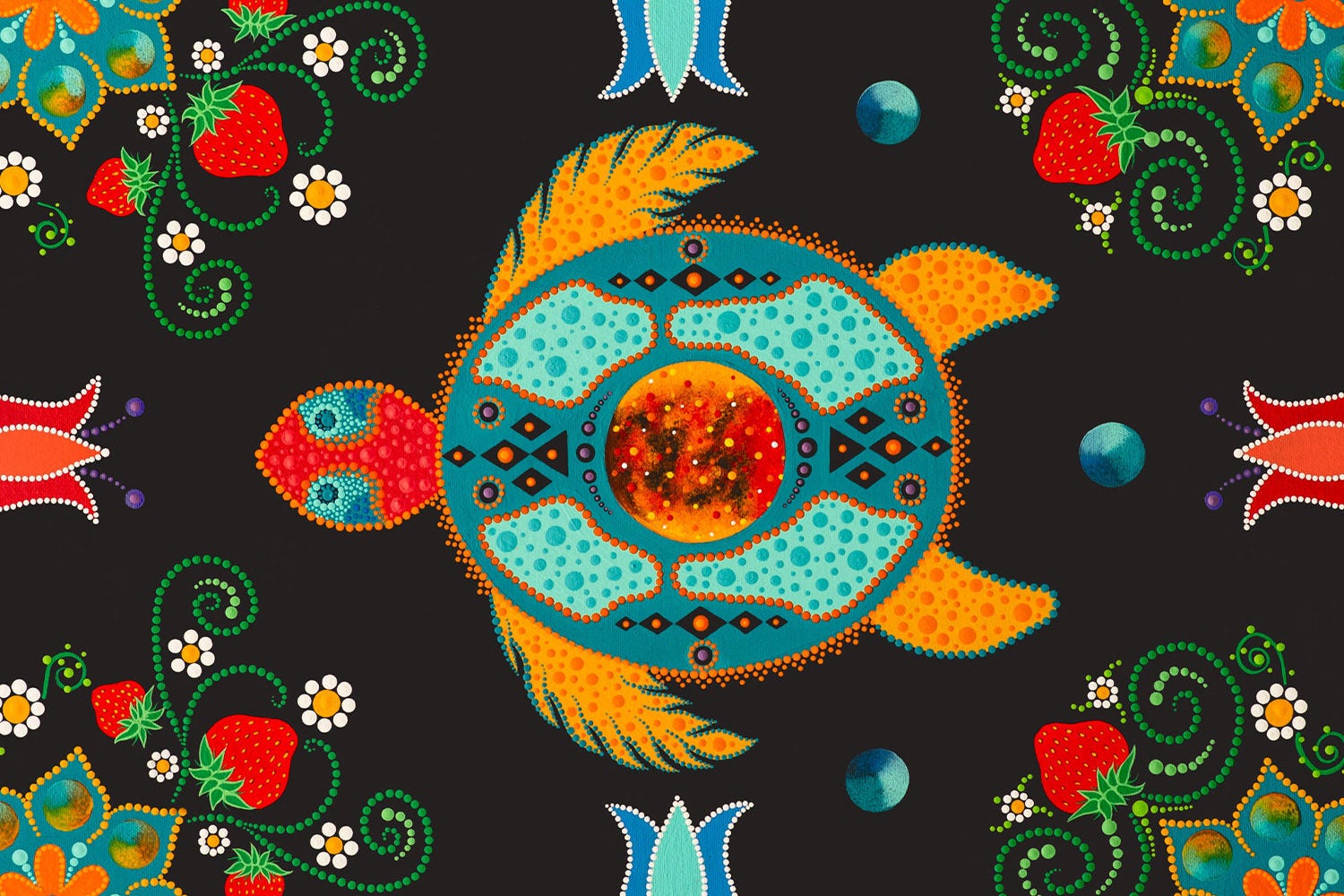 Truth and reconciliation action plan turtle flowers strawberries graphic