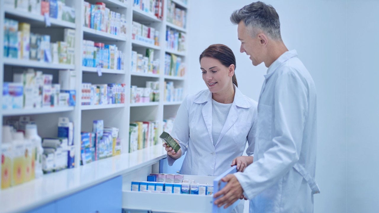 Pharmacists working in a pharmacy.
