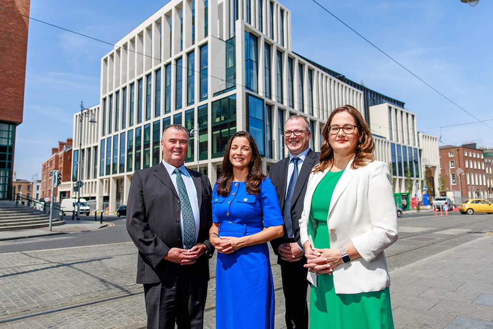 Members of the judging panel for the KPMG ‘Irish Independent’ Property Industry Excellence Awards 2026 launch (left to right) David Colbert, Managing Partner, Sheehan & Company LLP, Solicitors; Meabh Smith, Communications Director, Construction Industry Federation; Tomás Kelly, President, Society of Chartered Surveyors Ireland; Carmel Logan, Partner and Head of Real Estate at KPMG Ireland 