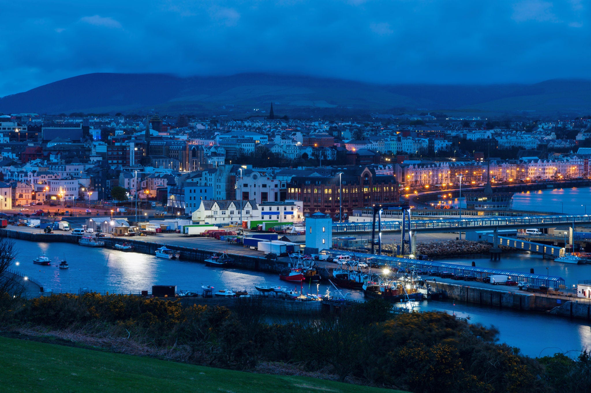 Panorama of Douglas on the Isle of Man. Douglas, Isle of Man.