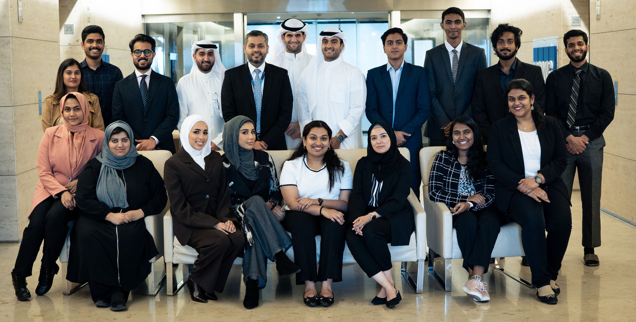 Group photo of KPMG Kuwait Head of Audit Partner with Audit Interns, Summer Batch 2025