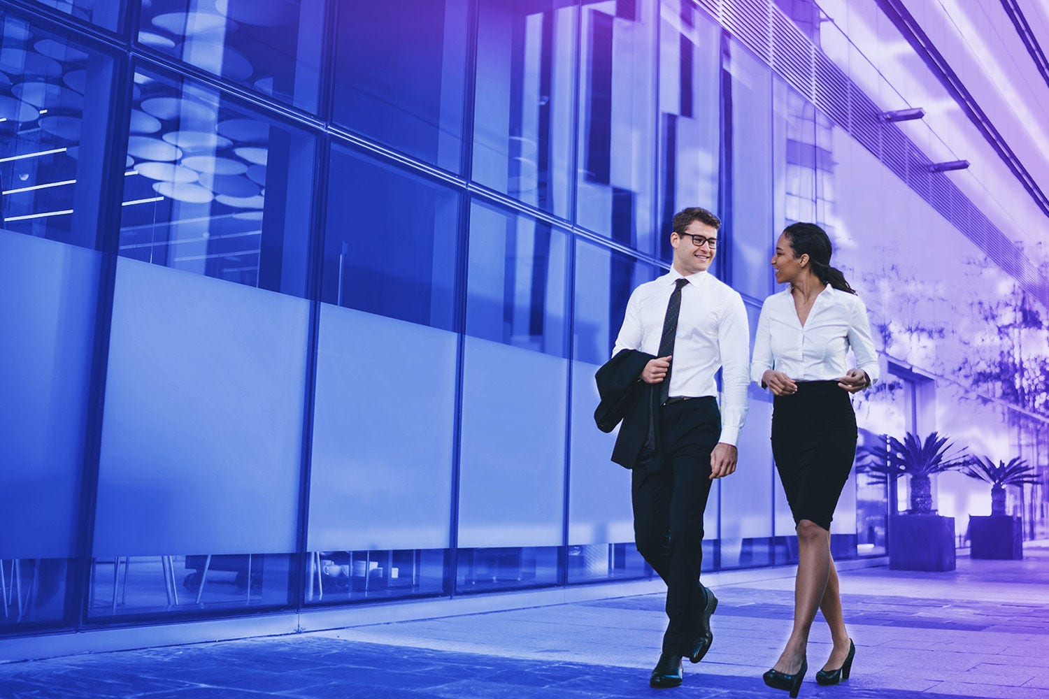 Two employee walking together
