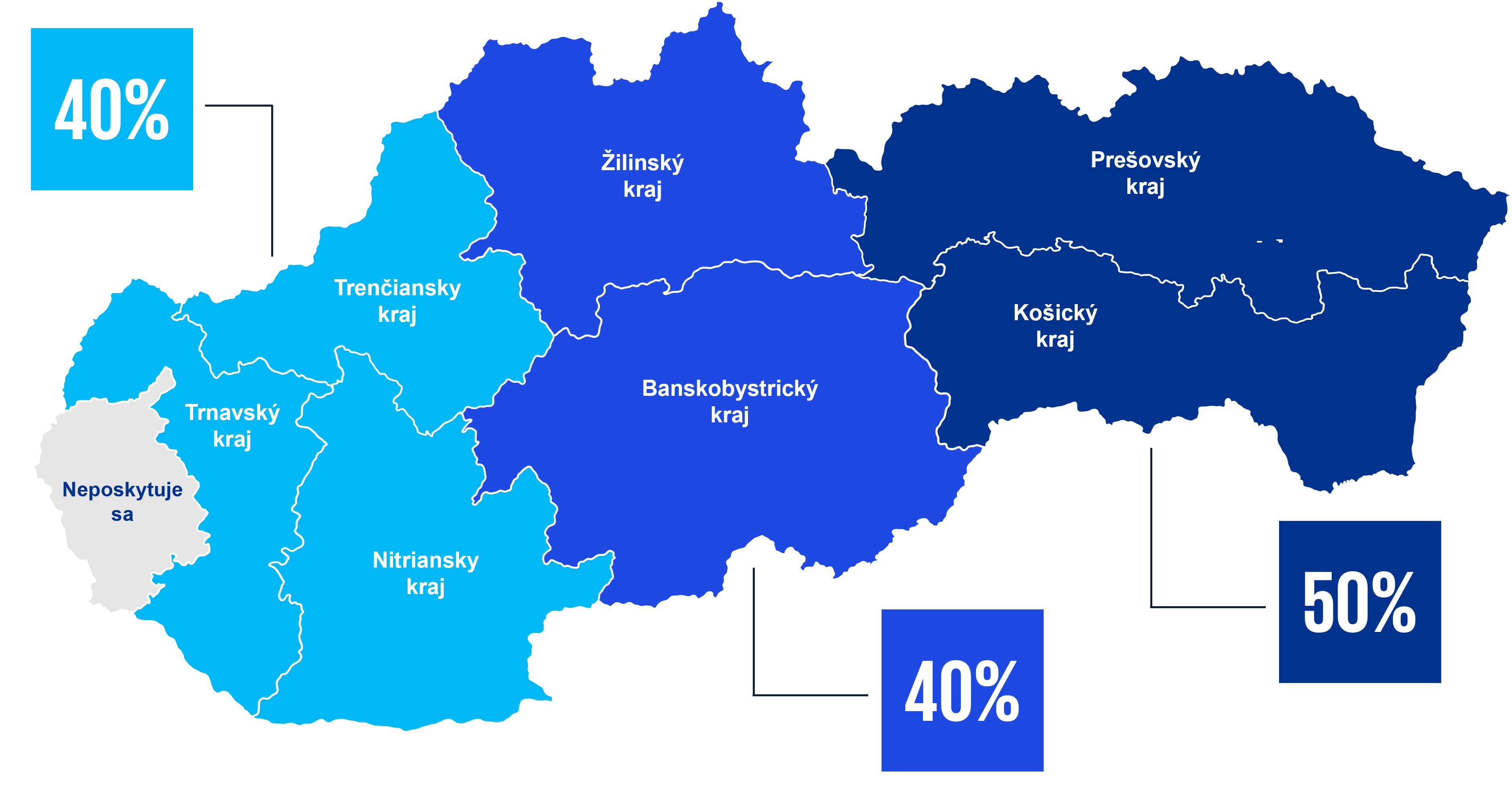 Mapa Slovenska rozdelenie krajov