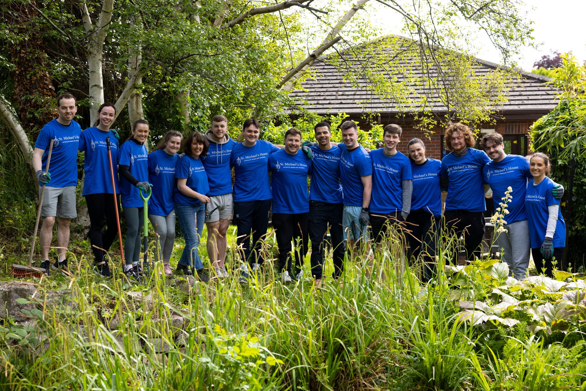 A group of our volunteers doing some outdoor work