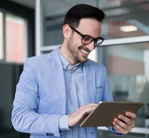 Man holding tablet