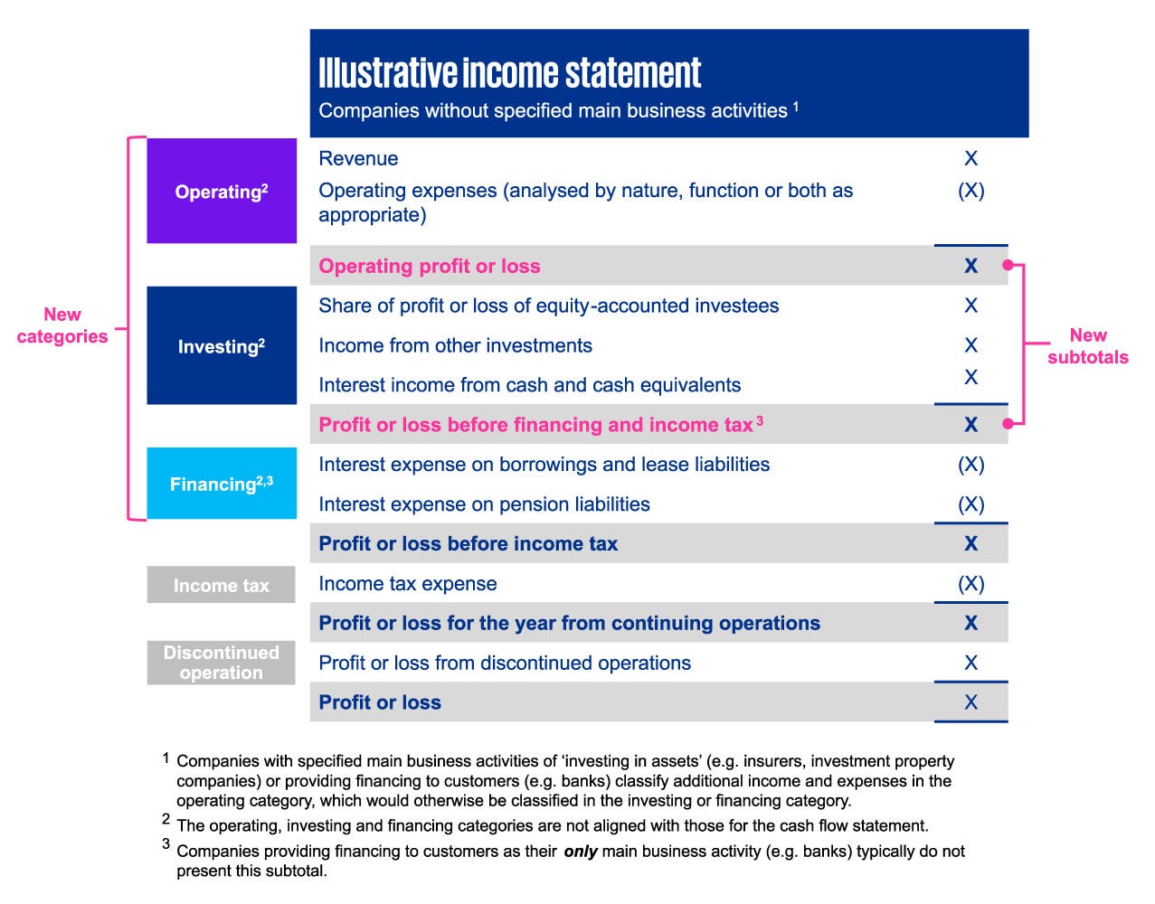 Illustrative income statement - companies without specified main business activities