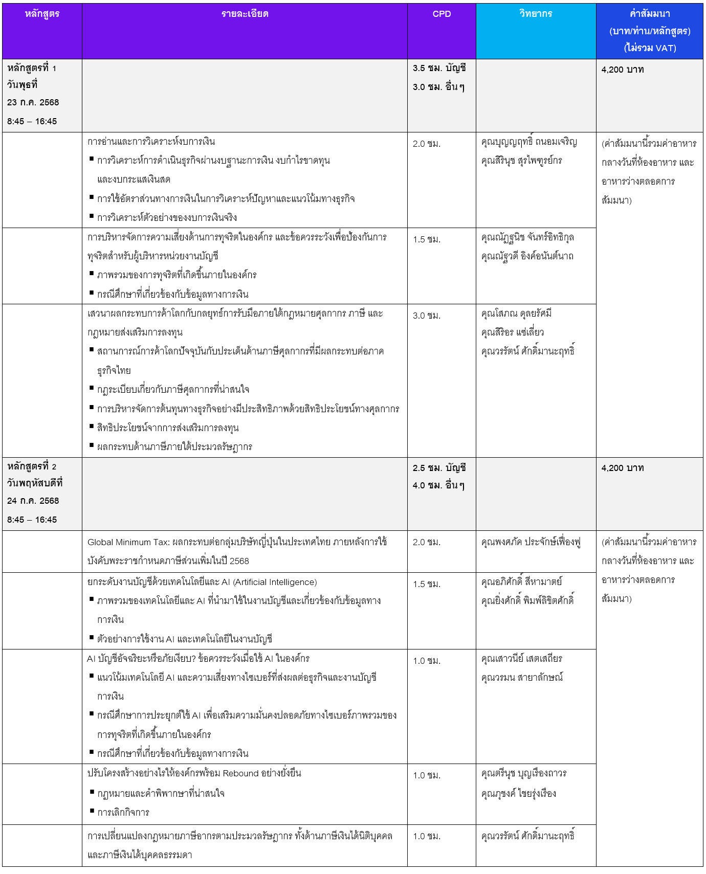 detailed agenda