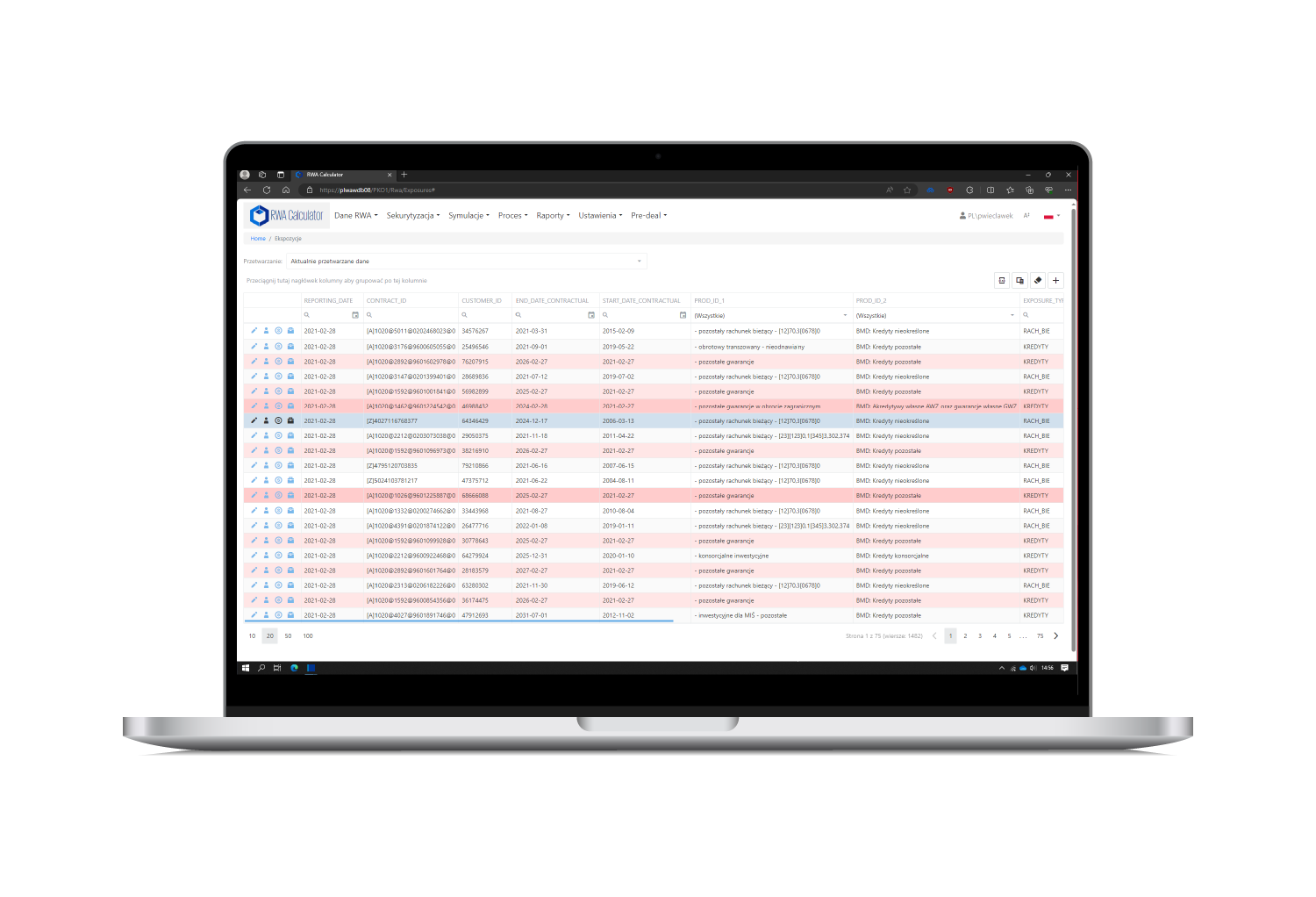 laptop z otwartą aplikacją KPMG RWA Calculator