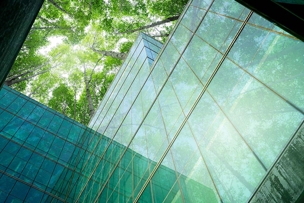 Eco-friendly building in modern city