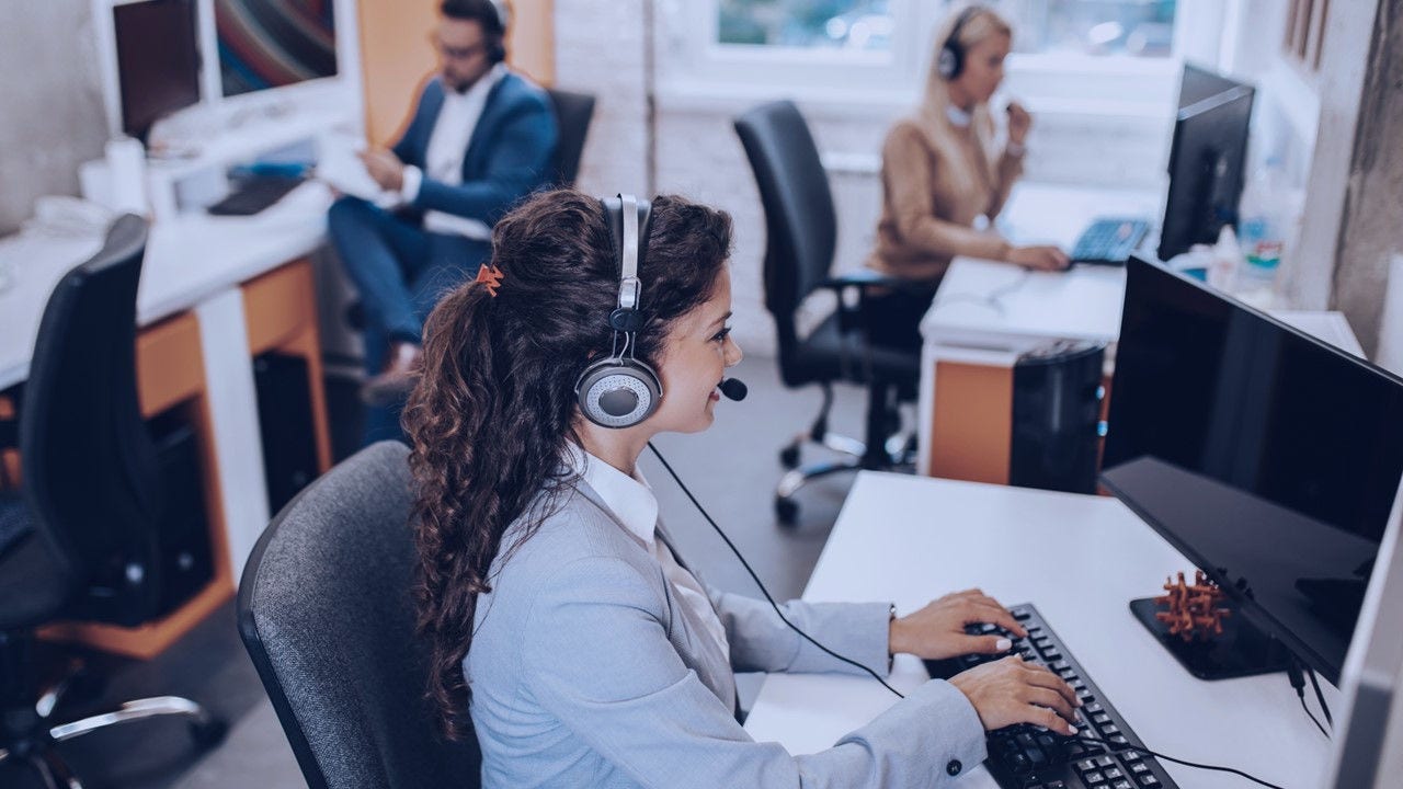 People working at a call centre.