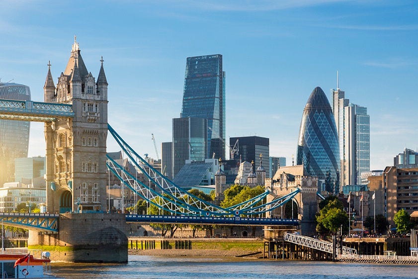 United Kingdom country image TIES Financial District of London and the Tower Bridge