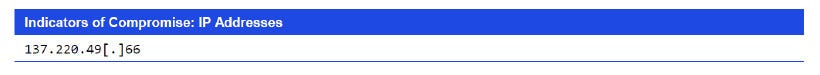 Indicators of Compromise: IP Addresses