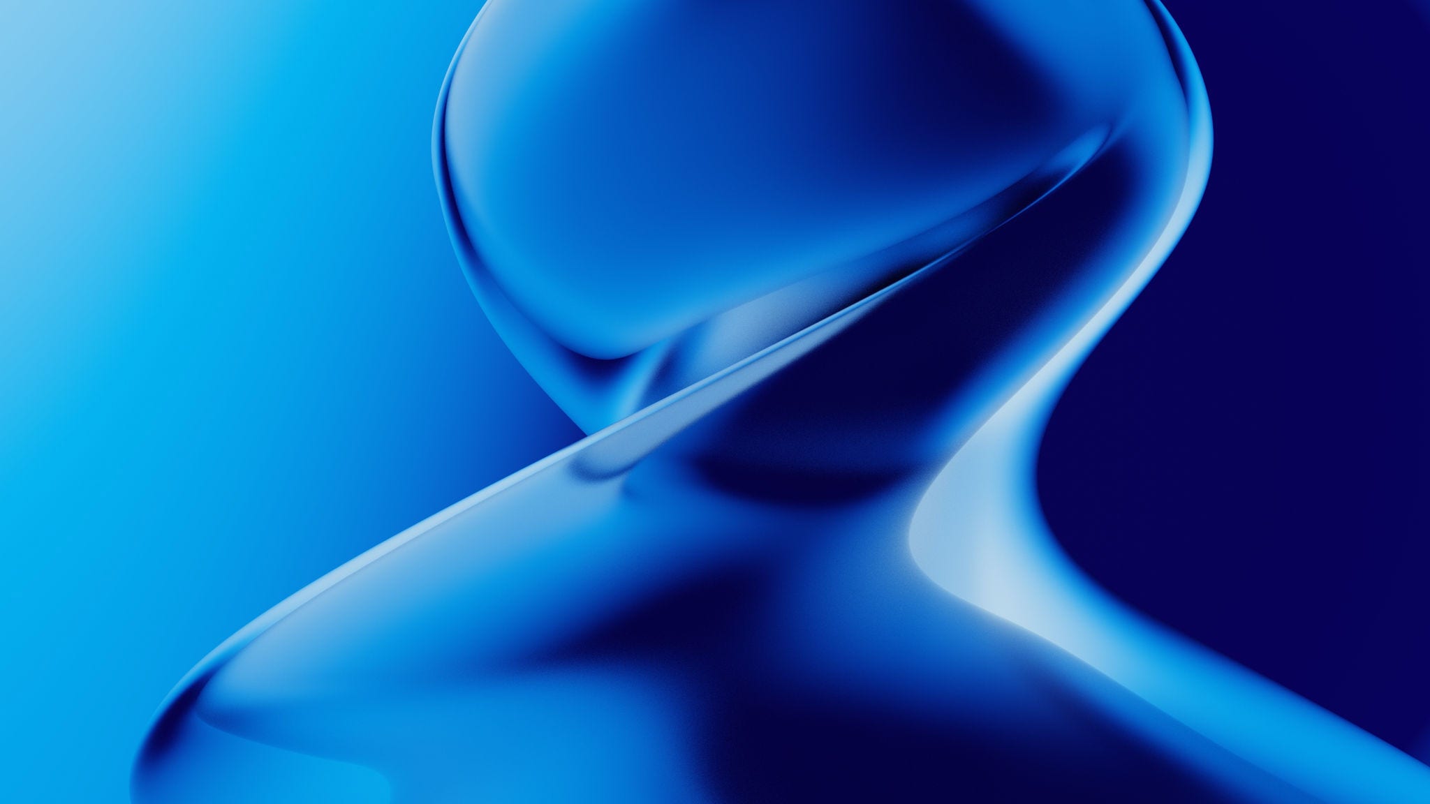 Abstract 3D blue fluid twisted wavy glass morphism. Design visual element for background, wallpaper, banner, cover,  poster or header.