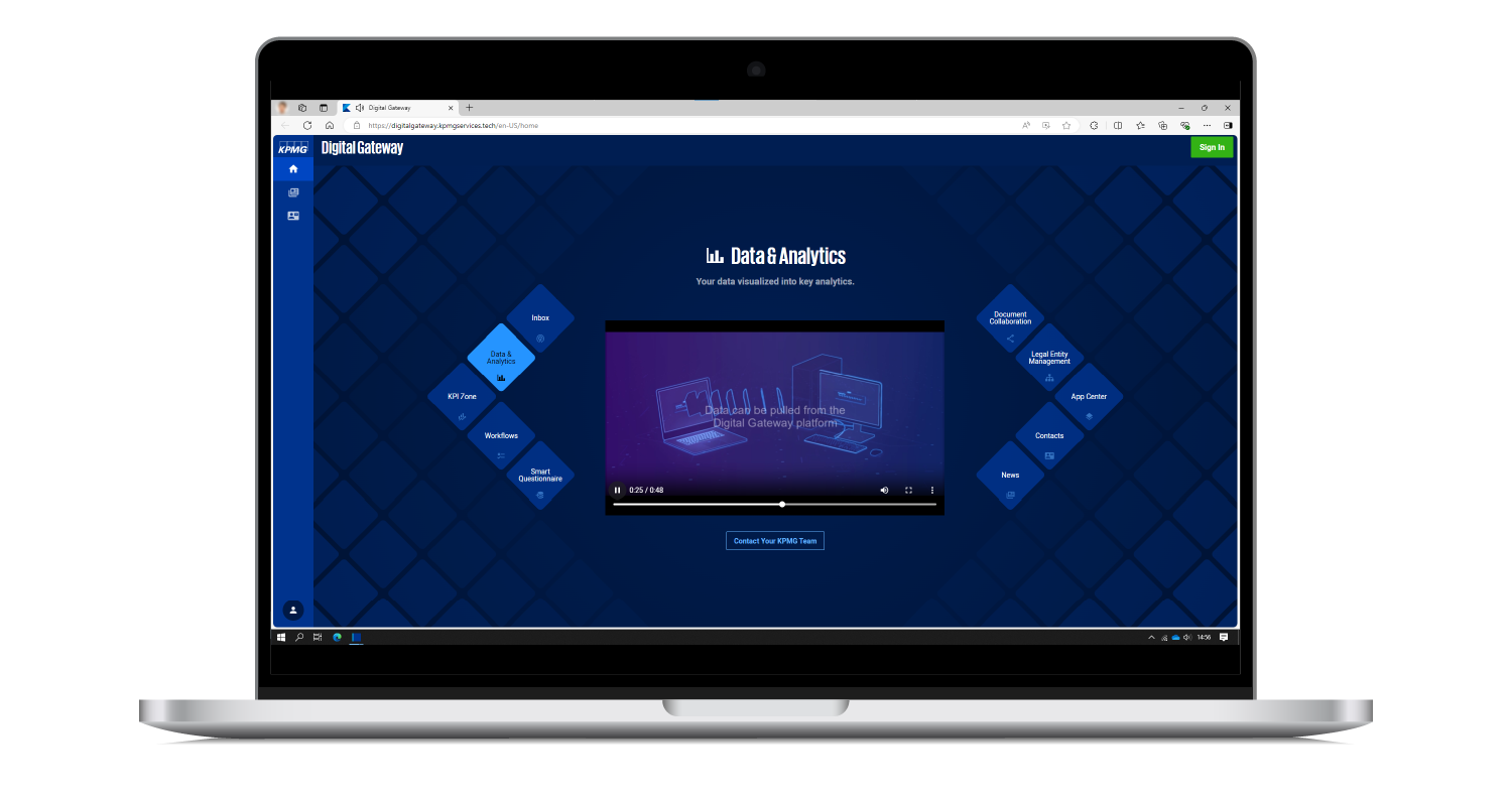 laptop z otwartą aplikacją KPMG Digital Gateway