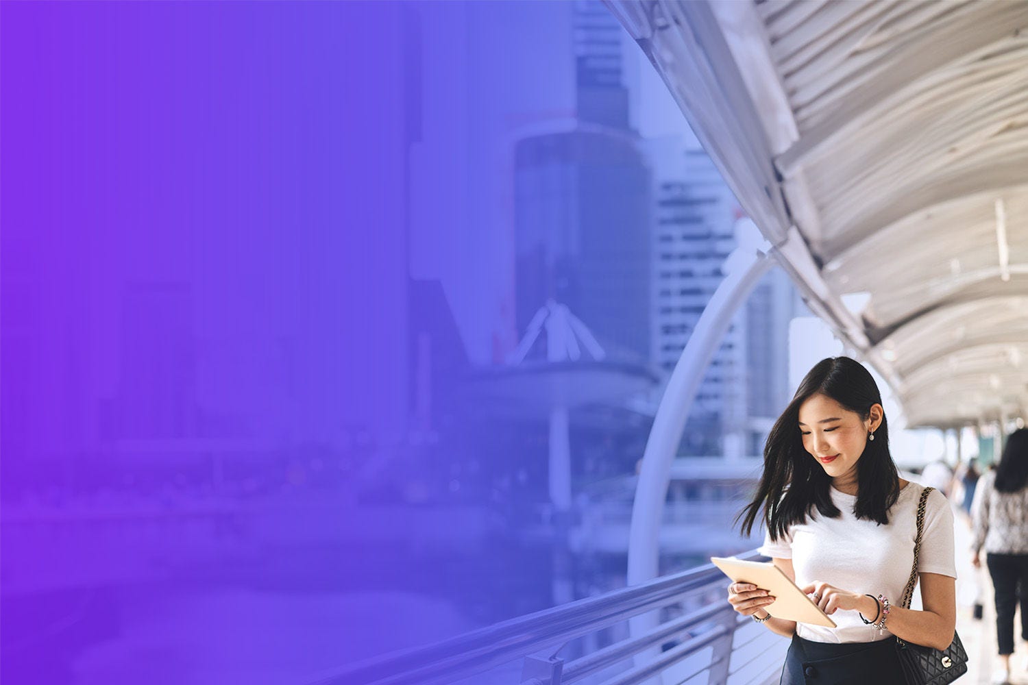 Woman looking at notepad