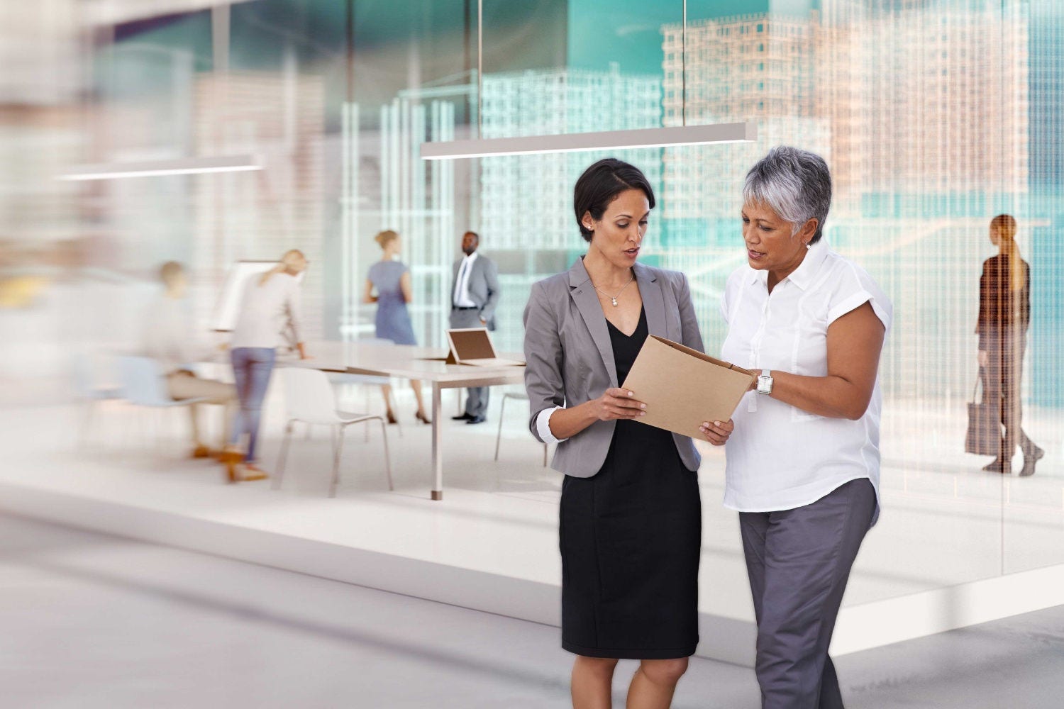 woman looking out of window