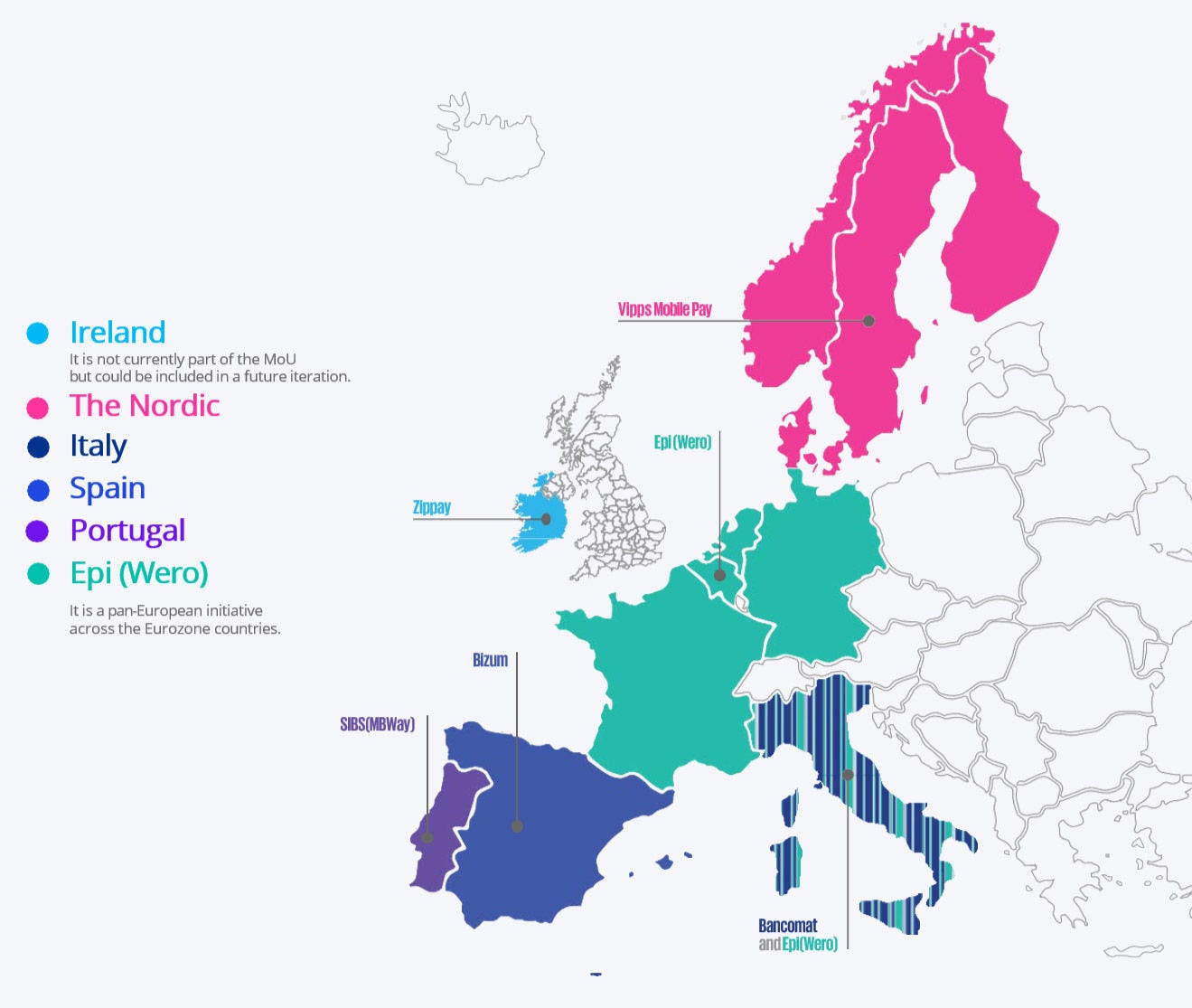 Map of payment providers in Europe