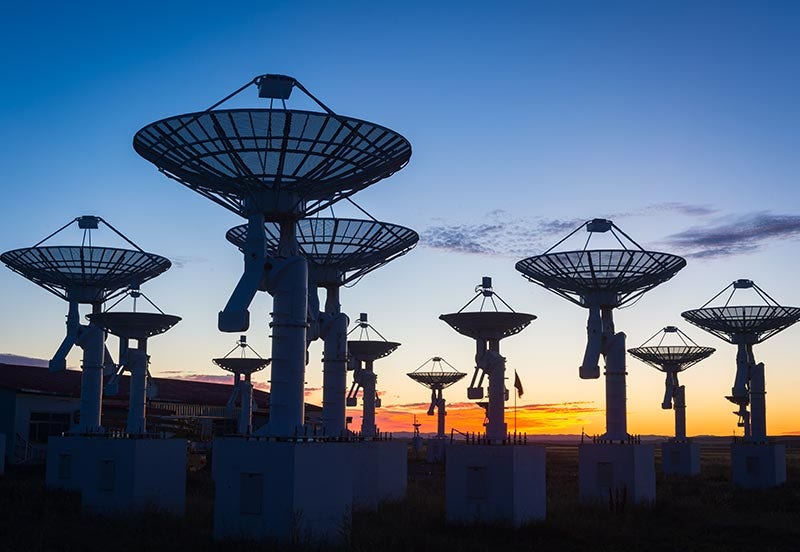 IAP telco image Observatory antenna at sunrise