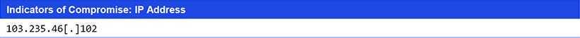Japanese alt text: Indicators of Compromise: IP Address