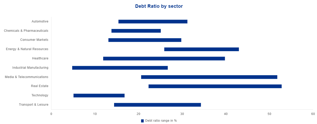 Debt ratio by sector