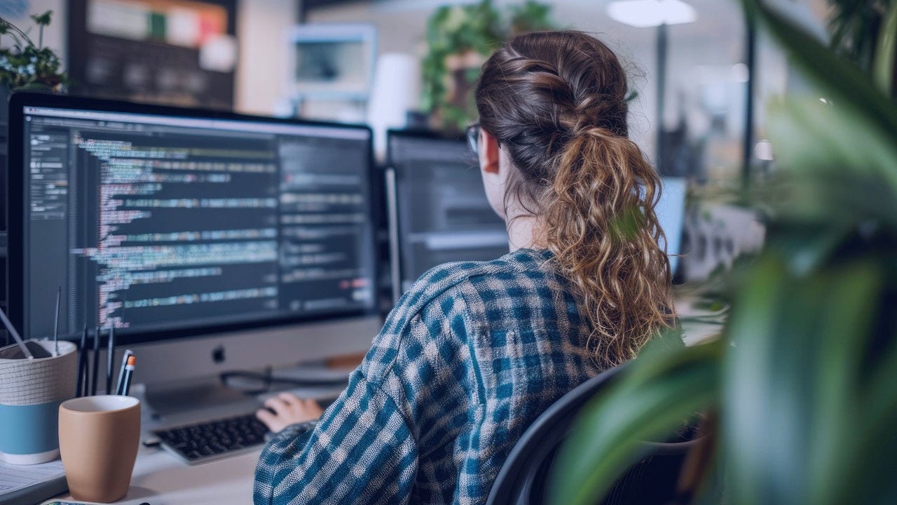 Person programming on computer.