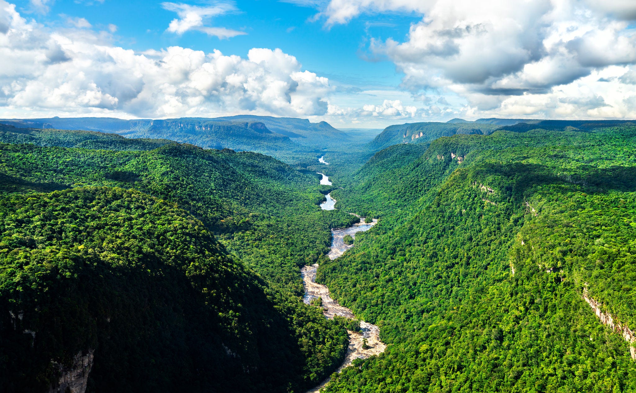 Aerial view of the Potaro river valley near Kaieteur Falls in Guyana, South America, Aerial view of the Potaro river valley near Kaieteur Falls in Guyana, South America