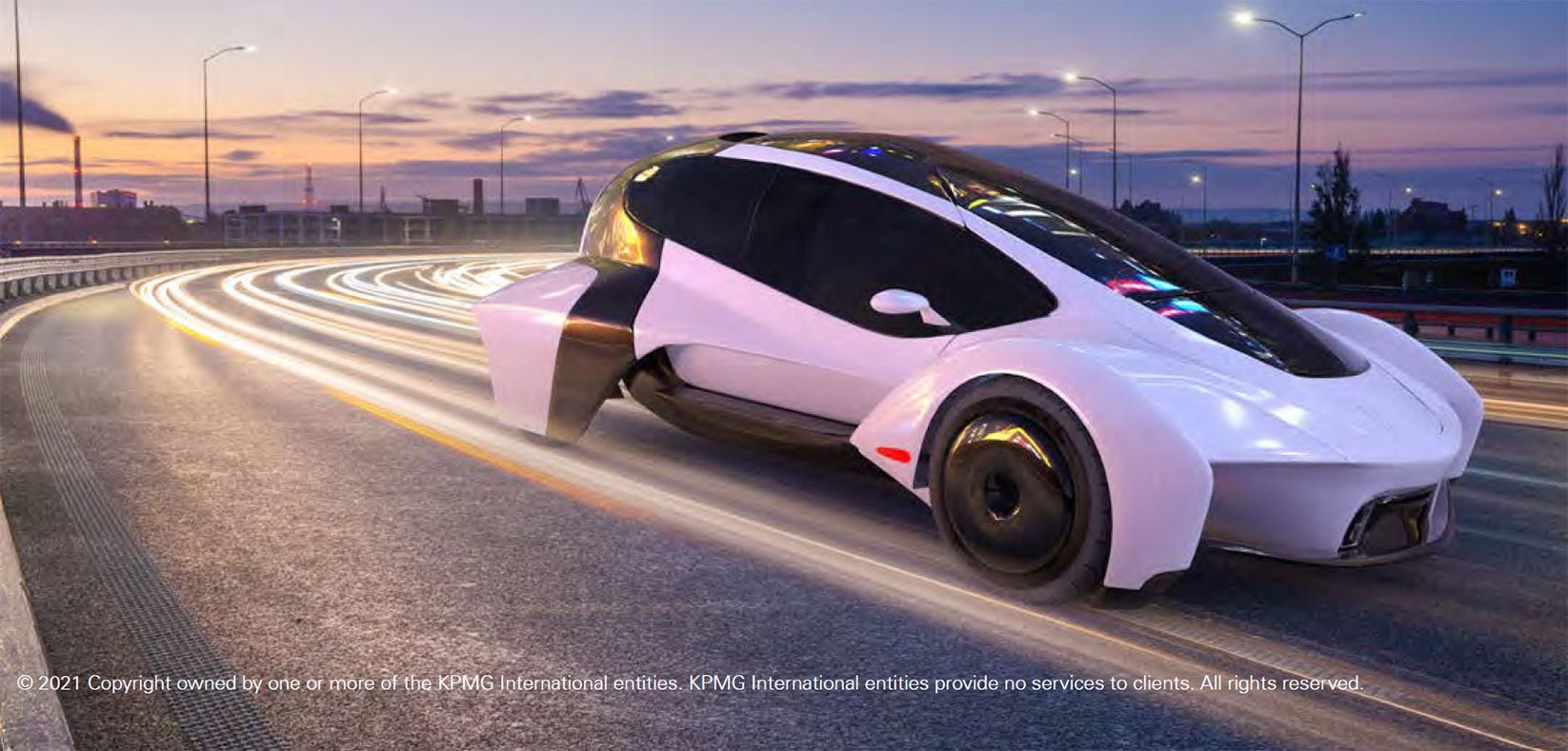 KPMG Automobilstudie: Futuristisches Elektroauto in voller Fahrt