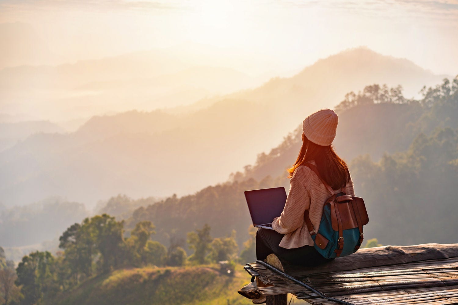 Woman working on a laptop