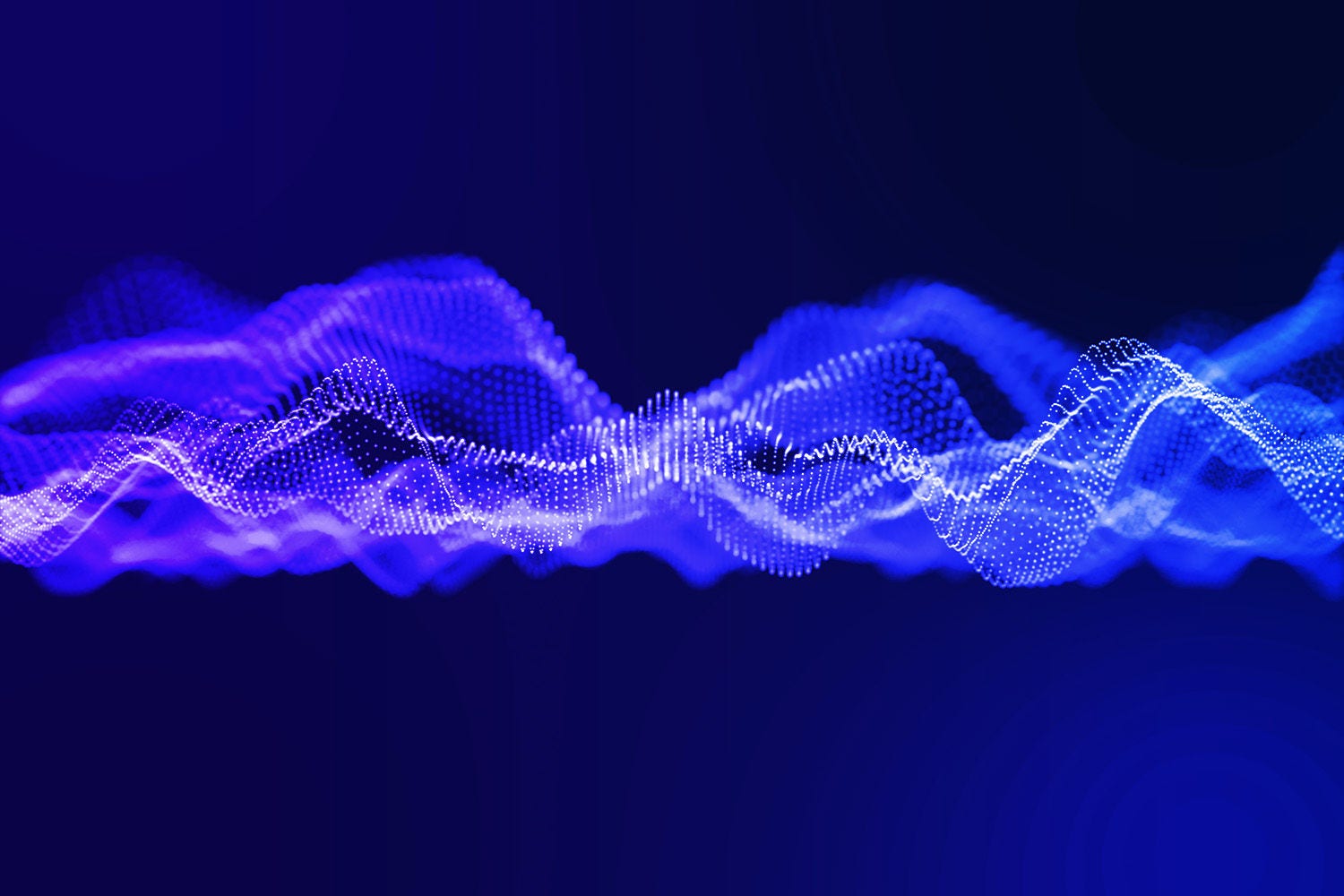 3D render of an abstract technology with flowing cyber particles