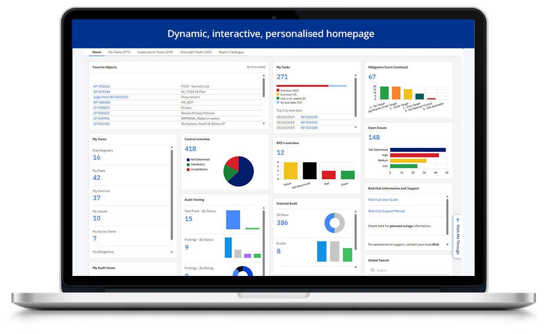Risk Hub – Personalised Homepage screen Risk Hub – Personalised Homepage screen