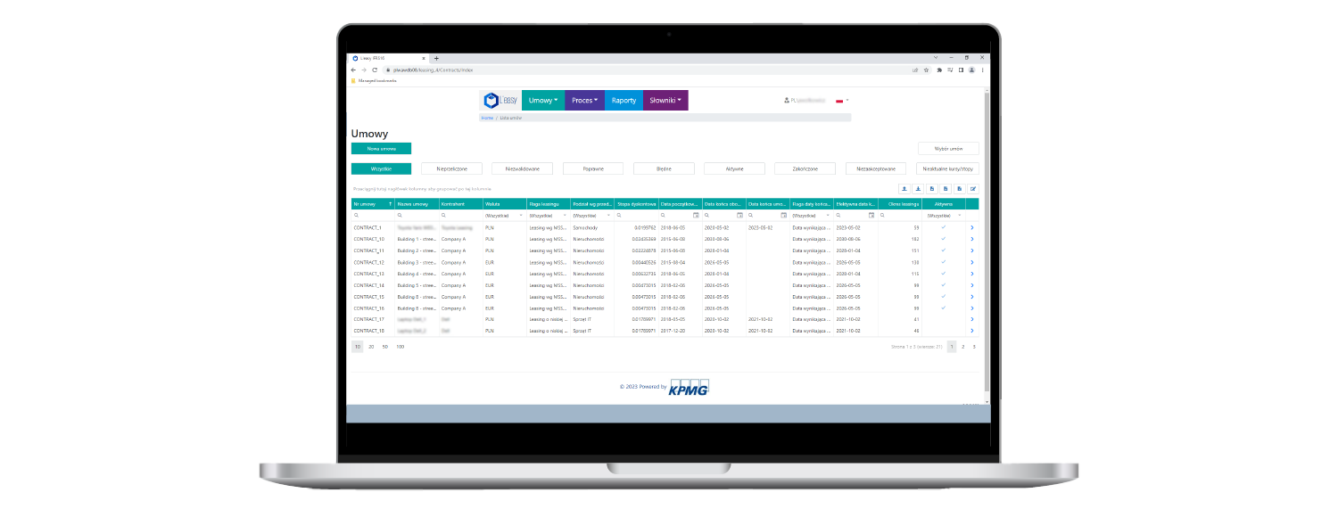 laptop z otwartą aplikacją KPMG L'easy