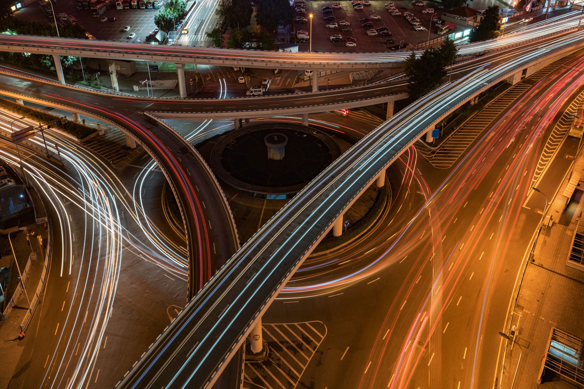 Circular overpass and modern urban architecture in Chongqing, China