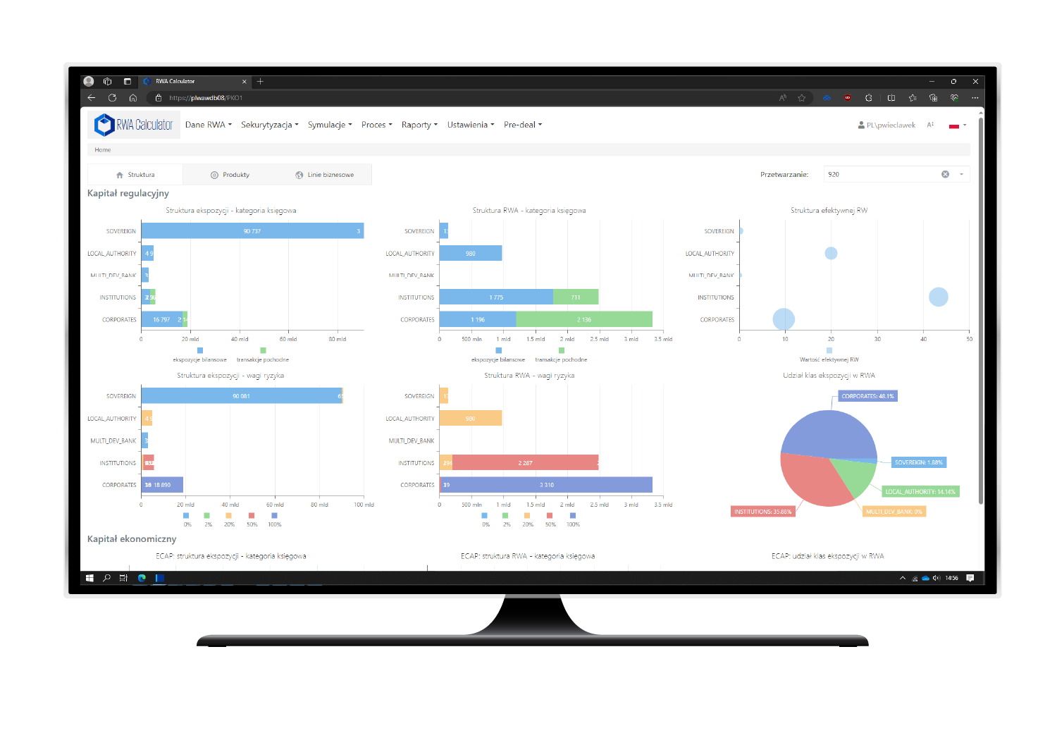 Ekran przedstawiajacy aplikacje KPMG RWA Calculator