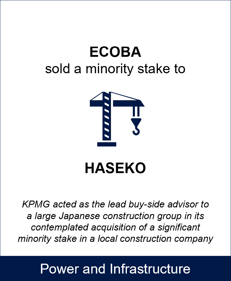 ecoba sold a minority stake to haseko