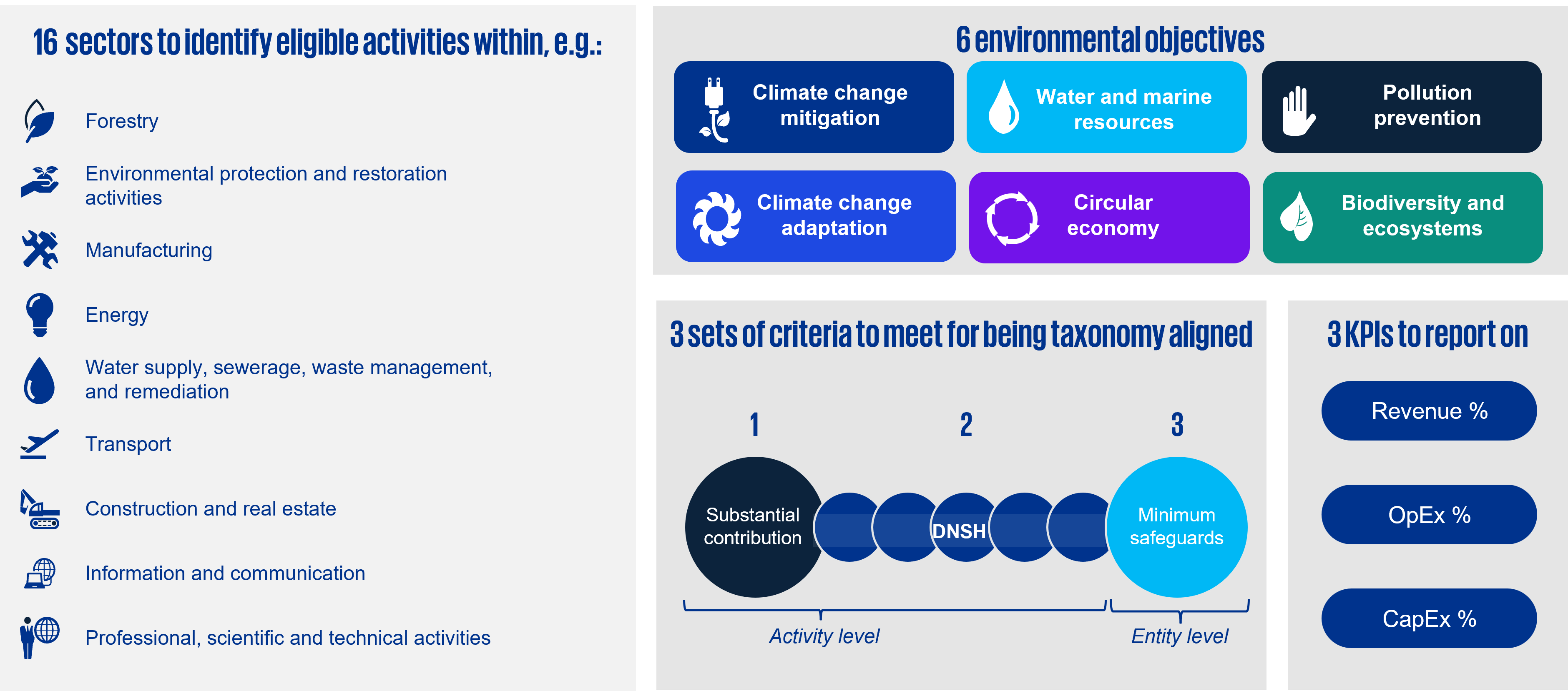 The basic structure of the EU Taxonomy. Source: KPMG.
