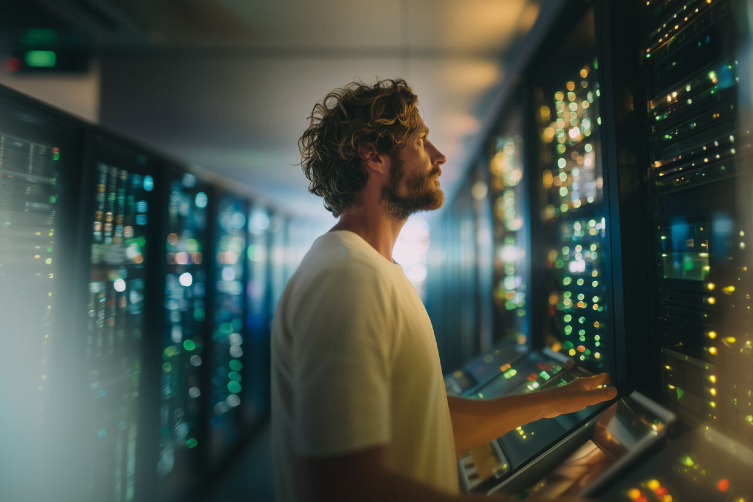 man in control room