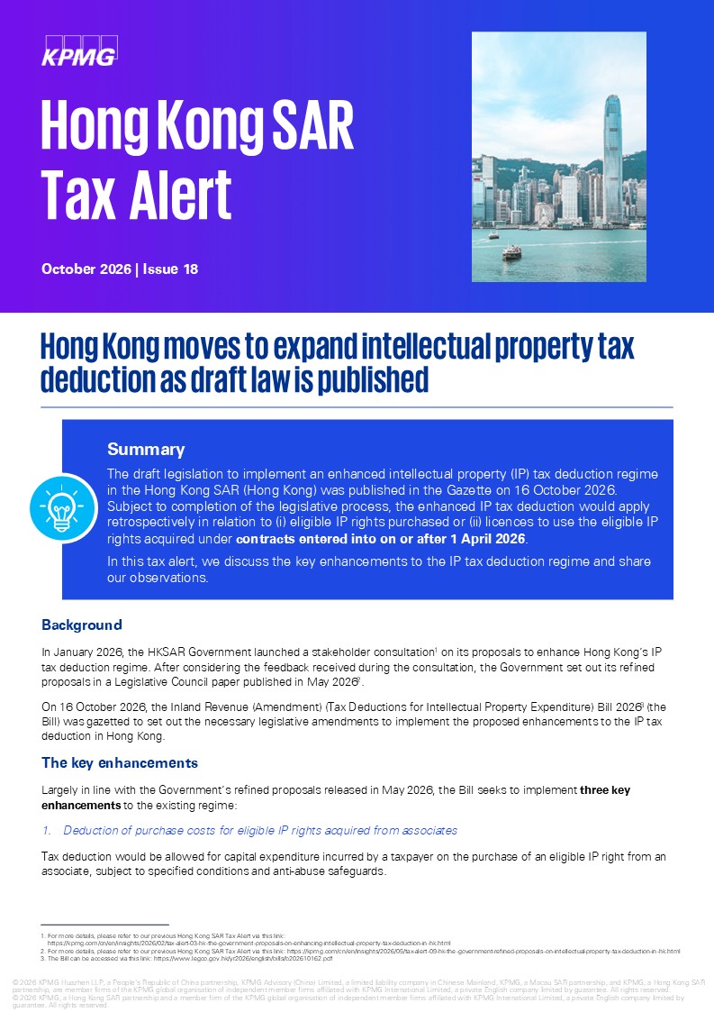 Hong Kong SAR Tax Alert - Issue 18, October 2026
