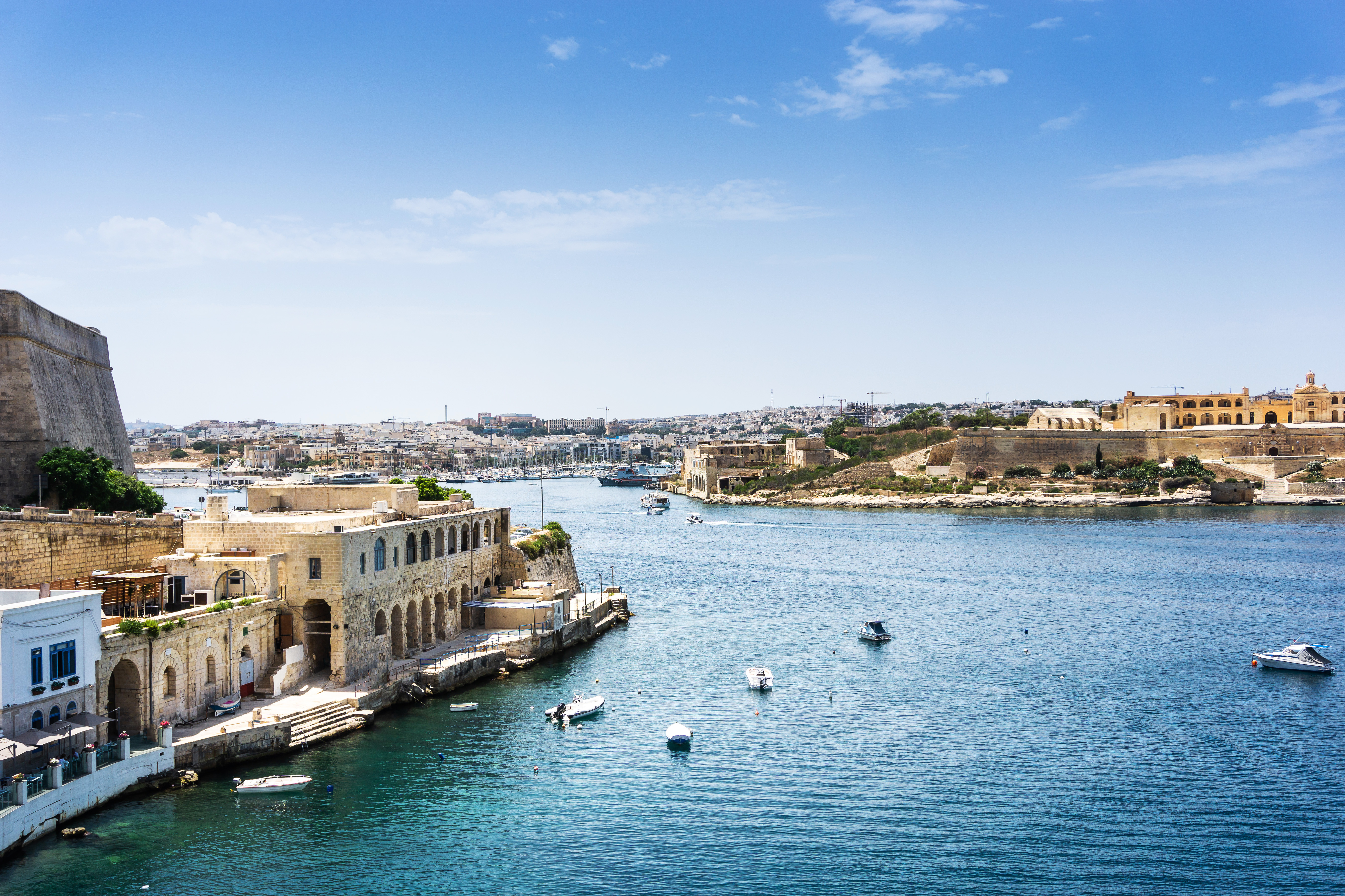 Typical Seaside port in Valletta in Malta