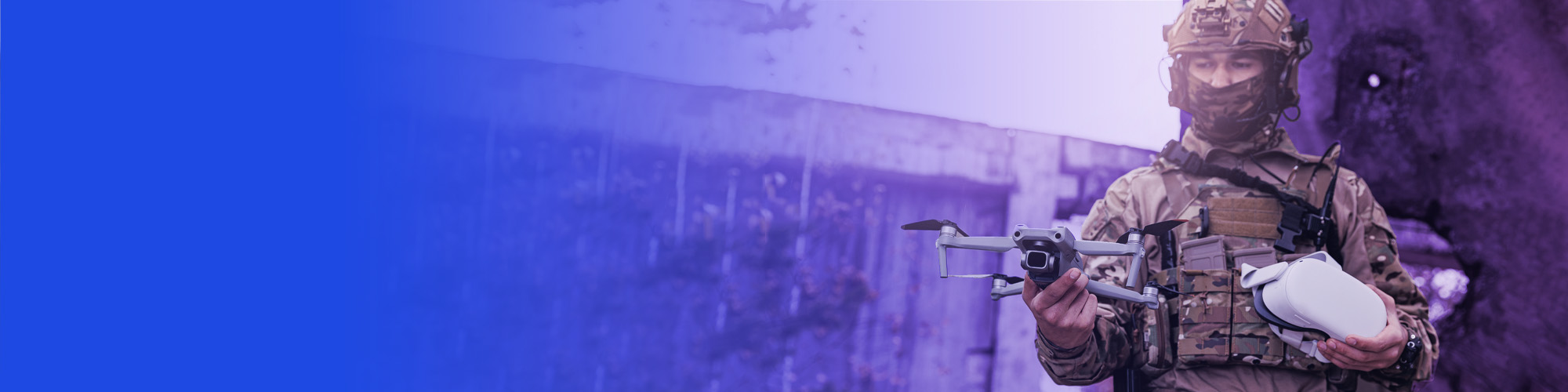 Army personnel using drone Banner