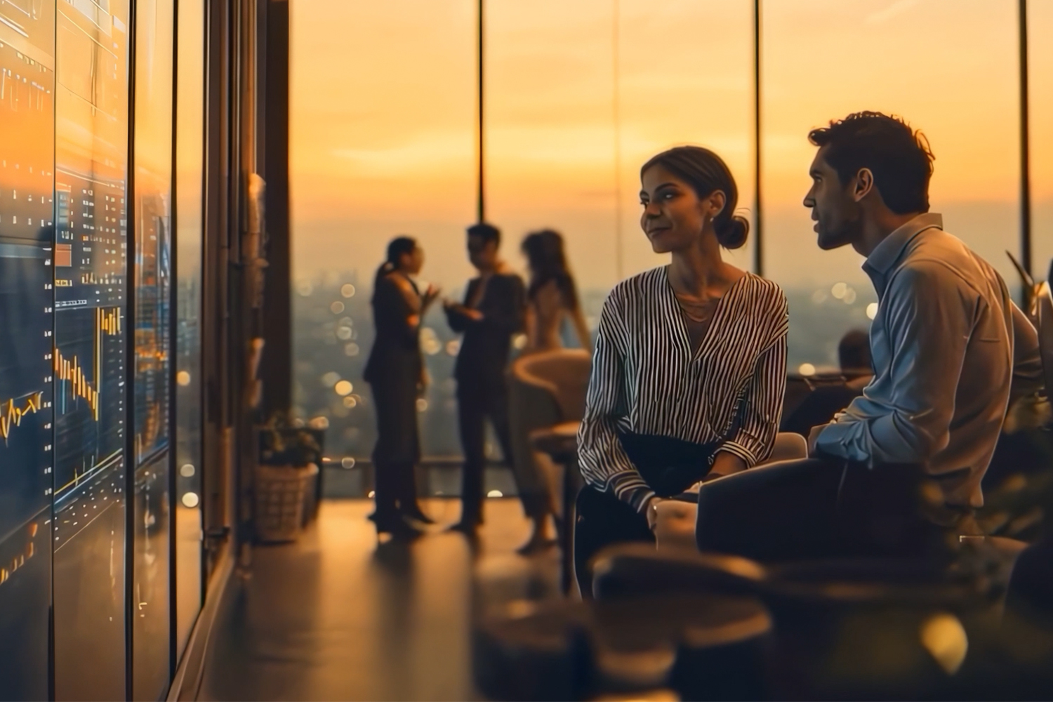 people talking in an office