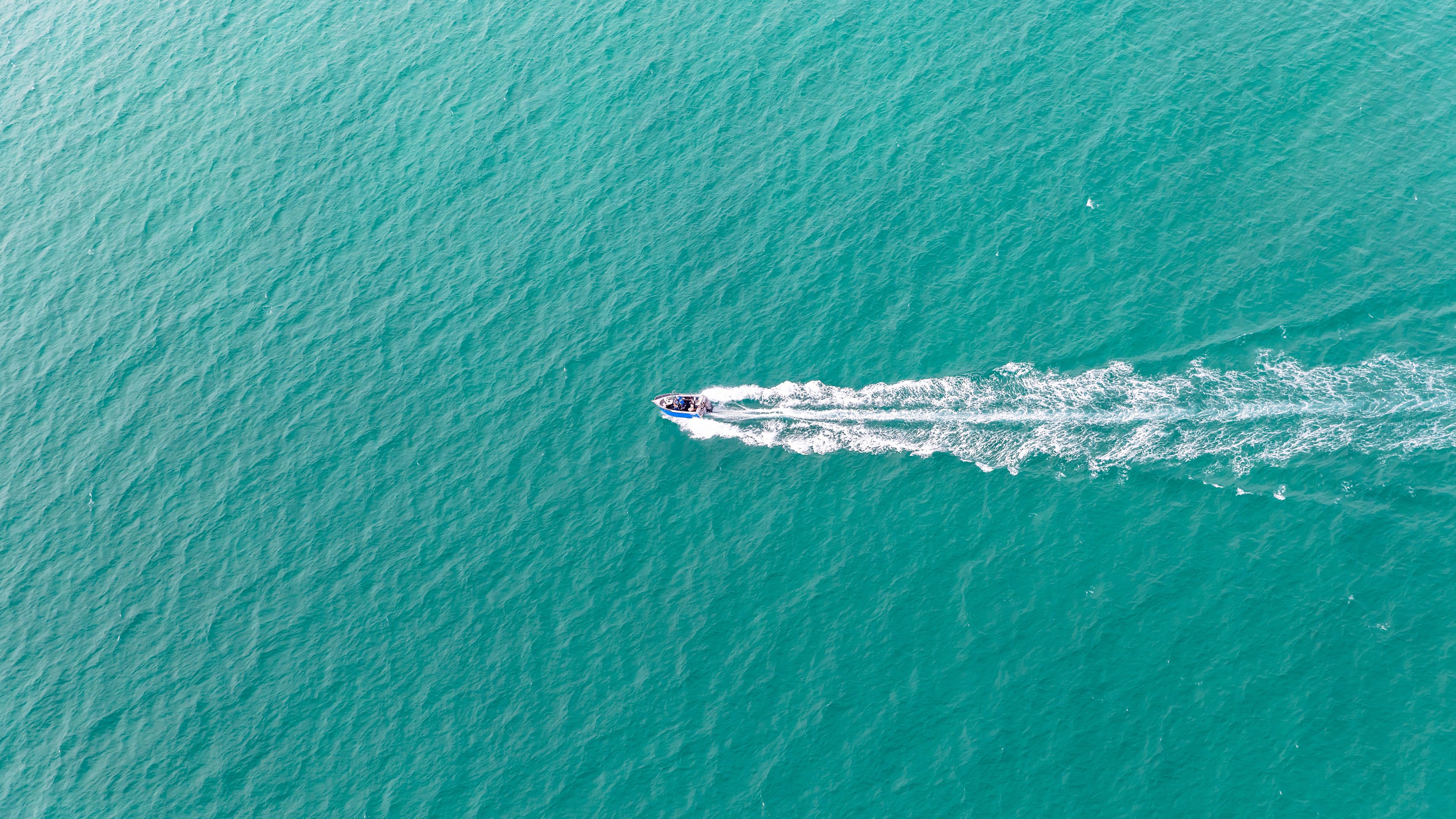 Aerial view of speed boat