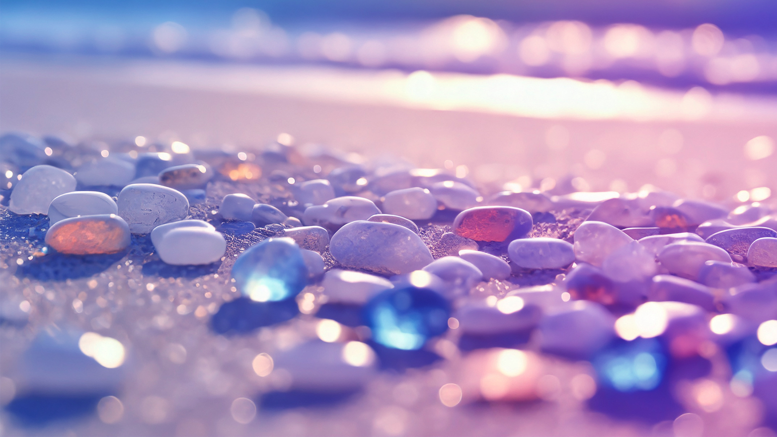 colored pebbles on beach