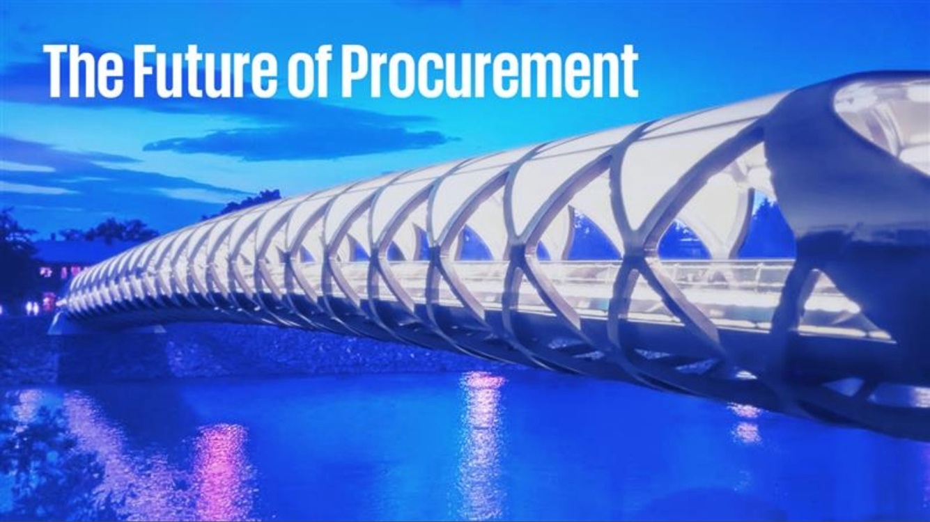 Bridge at sunset, titled: The Future of Procurement