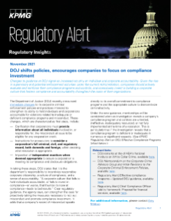 DOJ shifts policies, encourages companies to focus on compliance investment