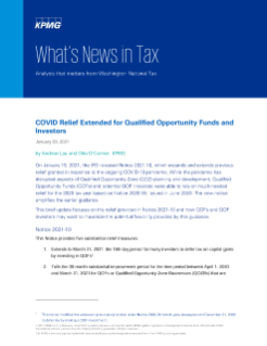 January 20, 2021 | KPMG Report | COVID Relief Extended for Qualified Funds and Investors