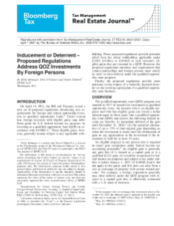 Inducement or Deterent – Proposed Regulations Addressed by QOZ Investments by Foreign Persons, April 21, 2021