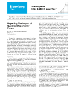 Reporting the Impact of Qualified Opportunity Zones, March 17, 2021