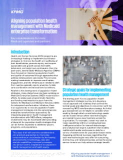 Aligning population health management with Medicaid enterprise transformation